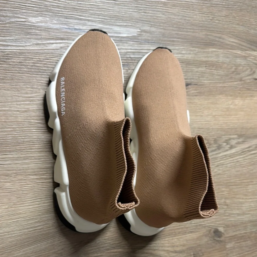 Balenciaga Brown Sock Sneakers with White Soles. Not sure if real but look good - Picture 1 of 5